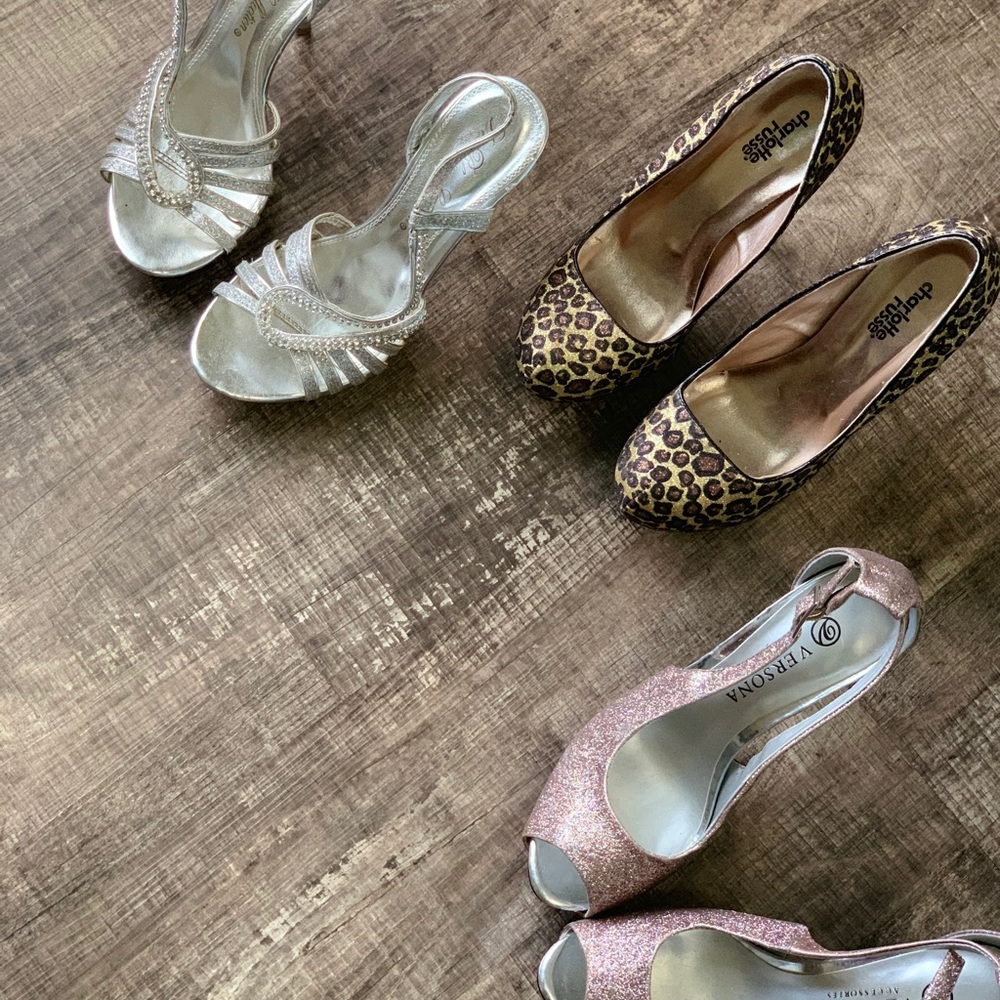Three high heeled Shoes by 3 different brands